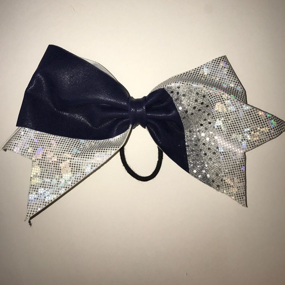 New blue and white sparkling cheer bow !