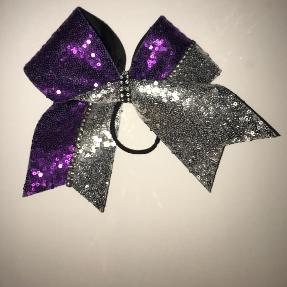 New purple and grey sequence cheer bow !