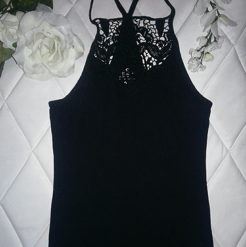 ** SOLD **Hollister Lace Black Tank