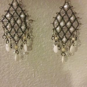 White chandelier earrings