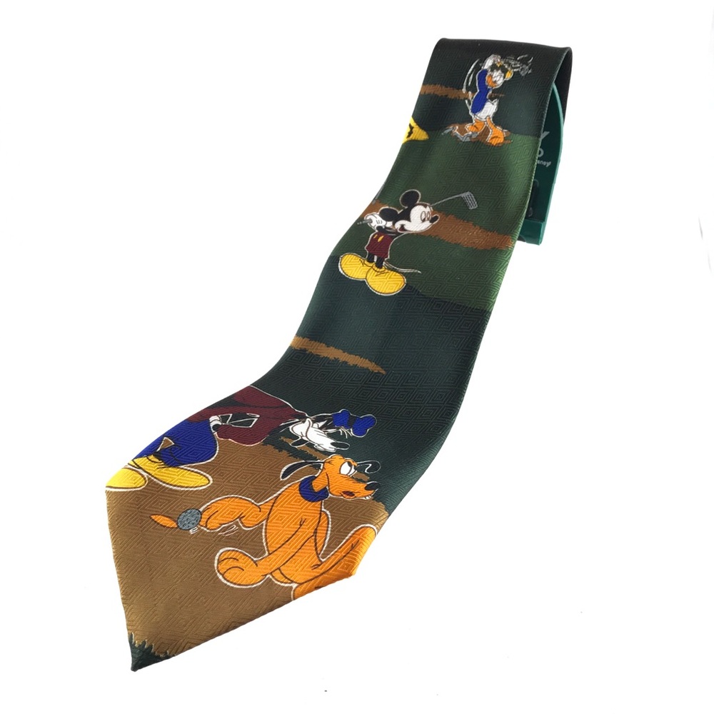 Mickey Mouse Golf Print Tie Donald Goofy Pluto tb1