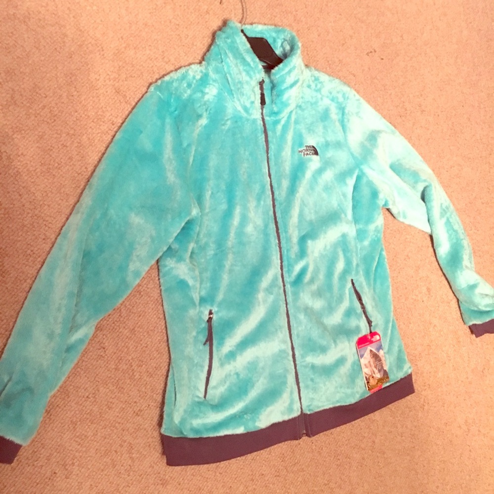 Furry comfy brand new teal north face jacket