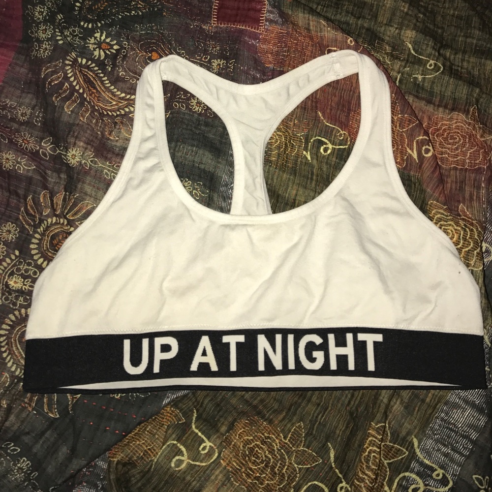 white bralette/ sports bra