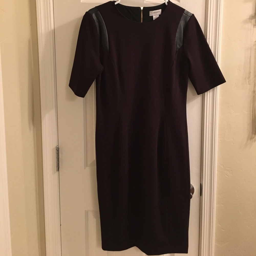 NWT SZ M Carmen Marc Valvo Purple Sheath Dress