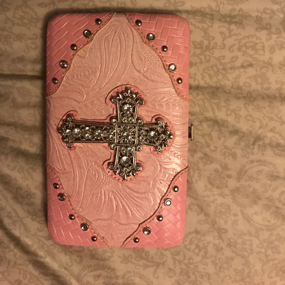 Pink rhinestone wallet