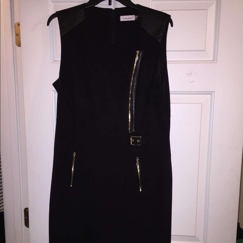 Black Calvin Klein Sleeveless Tuxedo Dress