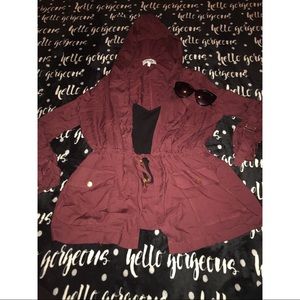 Maroon Trench Jacket