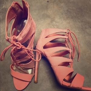 Pink Lace up heels