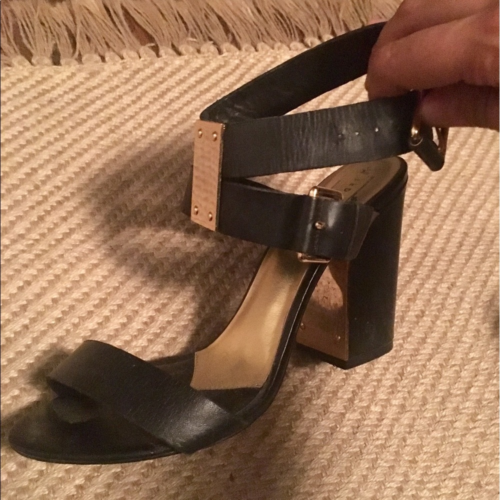Ted Baker black leather and brass-toned sandals
