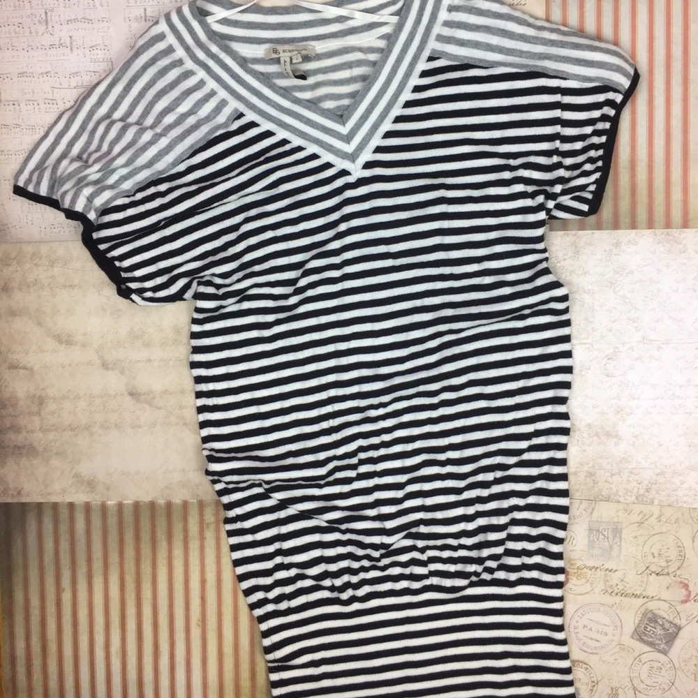 BCBG Generation Tunic Striped V Neck Knit Dolman