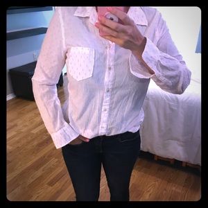 White Button Down with Pink Dots