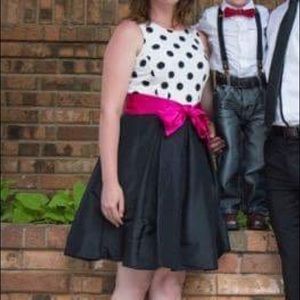 Polka Dot Dress with Fuscia Belt