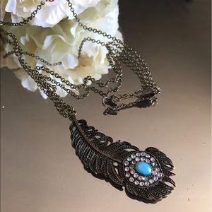 🌻Bronzed feather tribal necklace