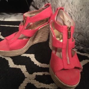Michael Kors coral zip wedges