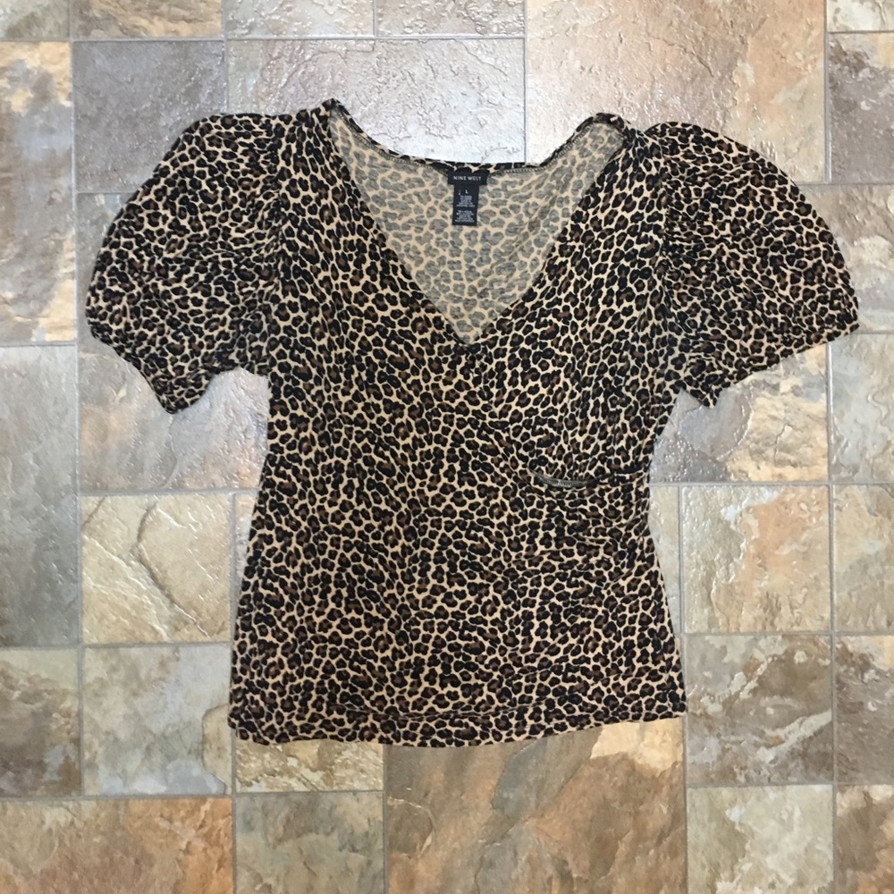 Nine West Leopard Print Wrap Top