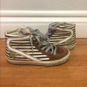 GOLDEN GOOSE Striped Hi-Top Sneakers