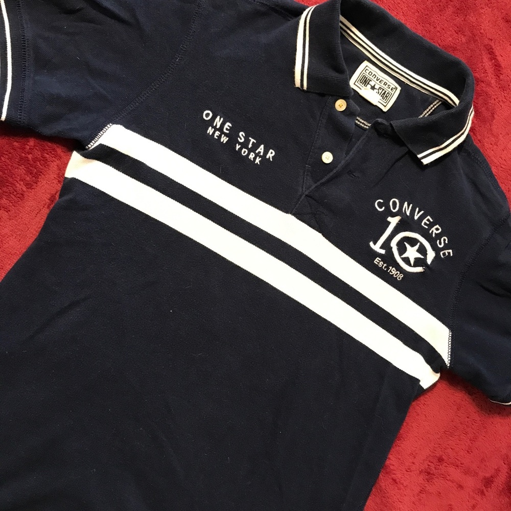 Converse One Star navy embroidered polo Sm