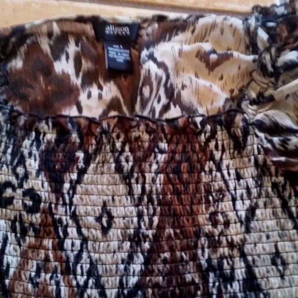 Leopard silk blouse blouse Large. Brown and black.