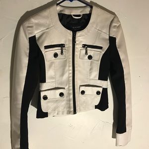 The Buckle black and white leather jacket