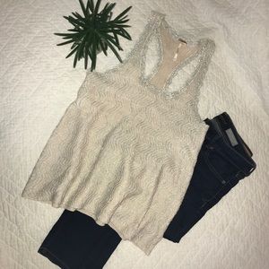 FREE PEOPLE Metallic Blush Oversized Tank