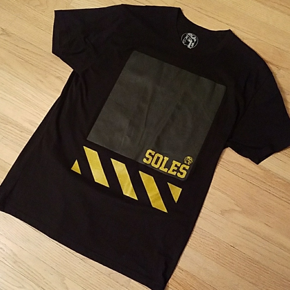 Soles 99 Problems Black Gold Print Tee Shirt L