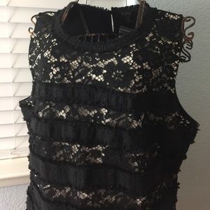J. Crew sleeveless black & nude lace top, NEW