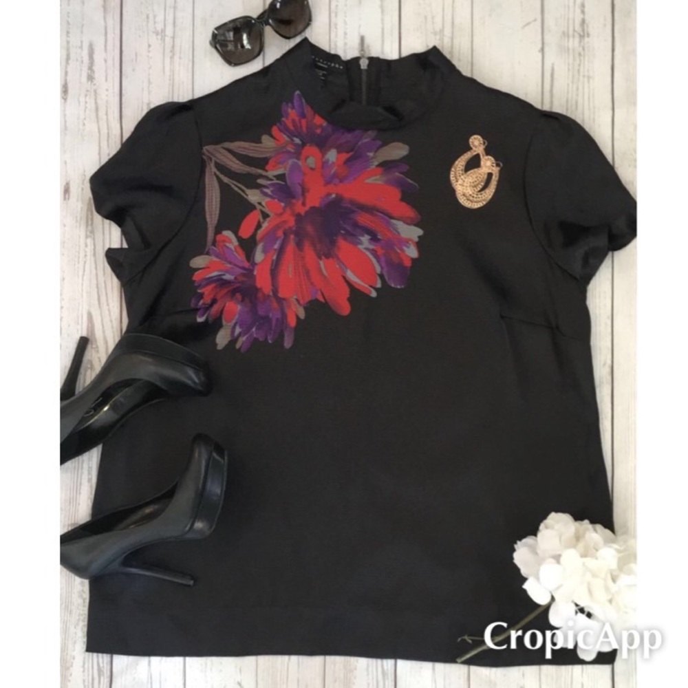 Apostrophe plus size black floral blouse 20-22W