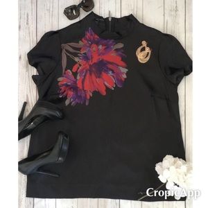 Apostrophe plus size black floral blouse 20-22W