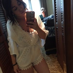 White romper cover up over bikini