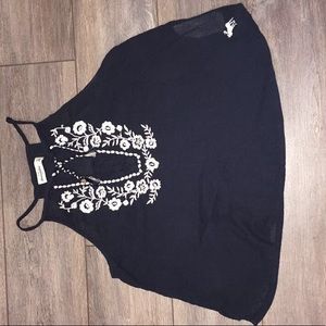 Sheer embroiled dark blue A&Kids tank top