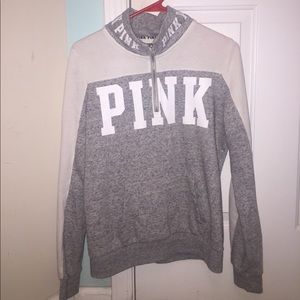 Pink quarter zip, sweatshirt.
