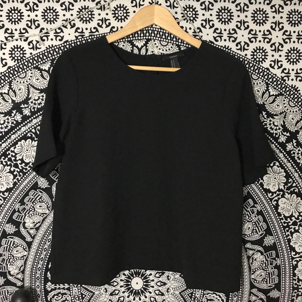 Black Simple Crepe Top