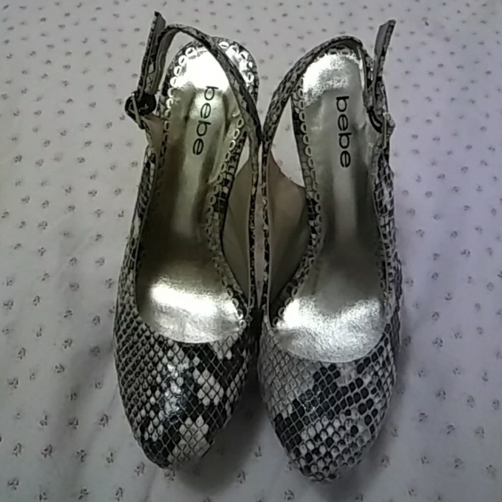 BEBE snake skin heels