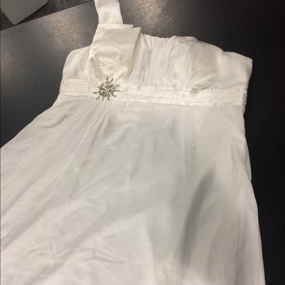 One Shoulder White Cocktail/Prom Dress