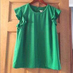 Adorable green flutter sleeve top
