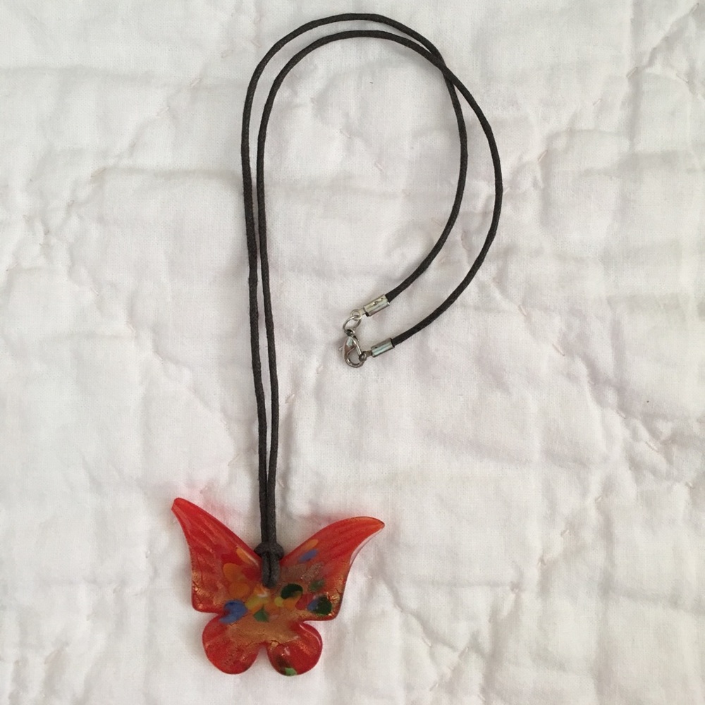 Glass butterfly necklace