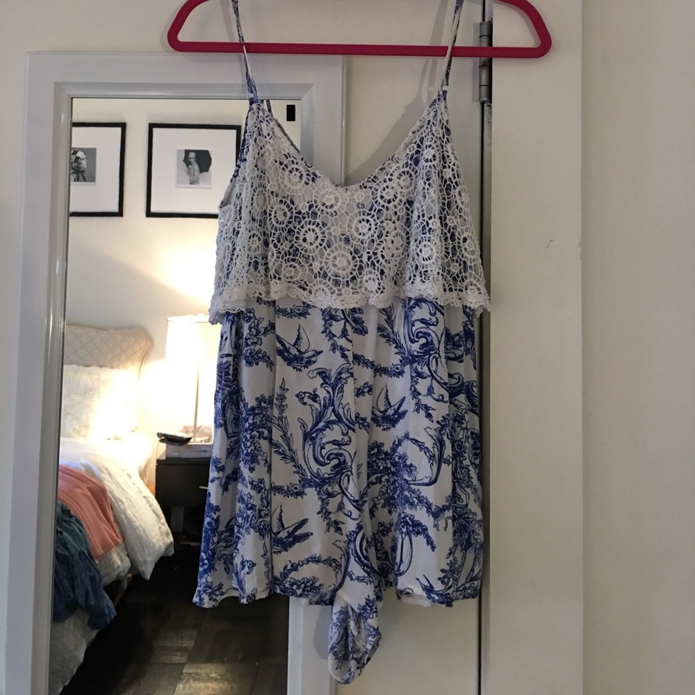 ⭐️LF⭐️  Blue & White Romper