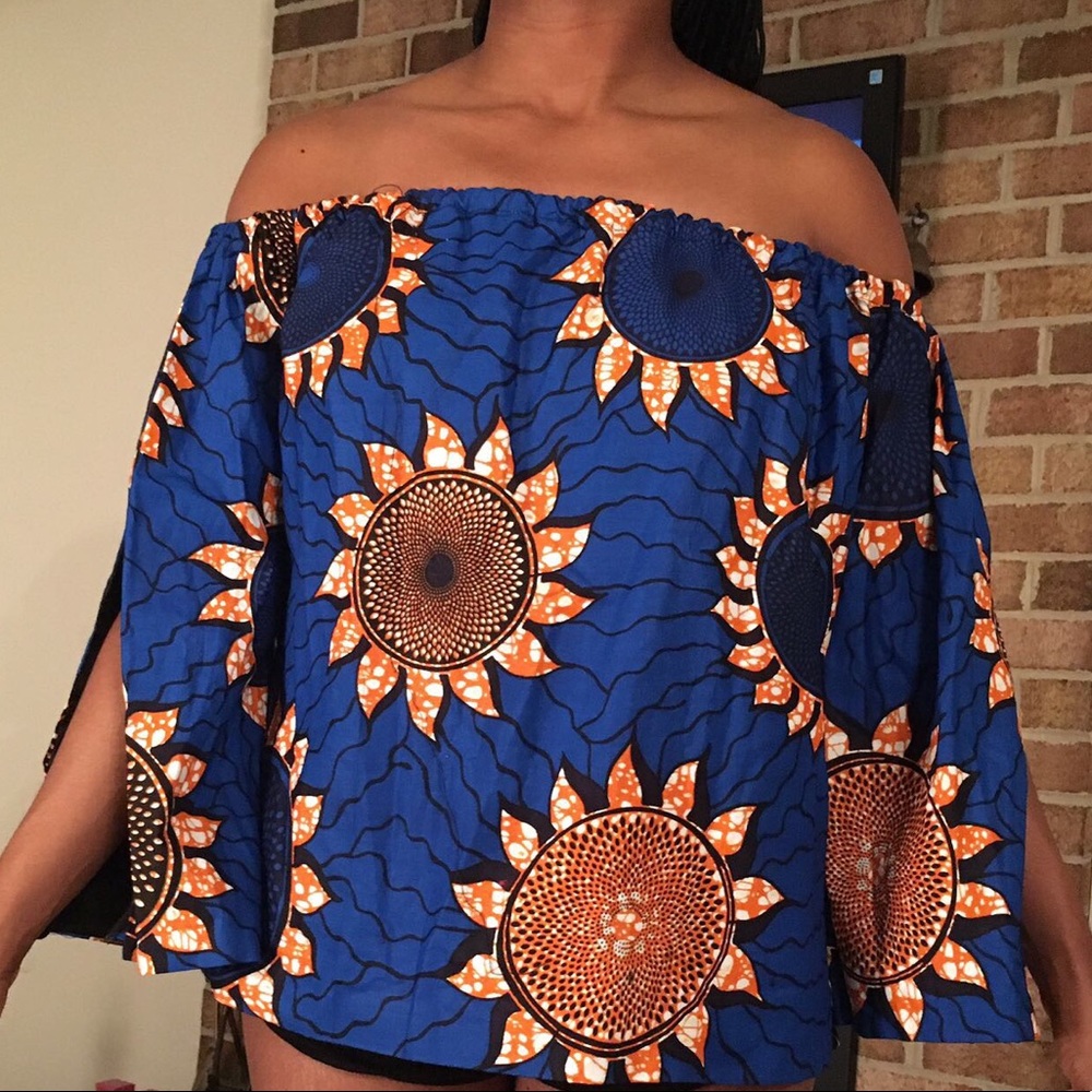 Blue off the shoulder top