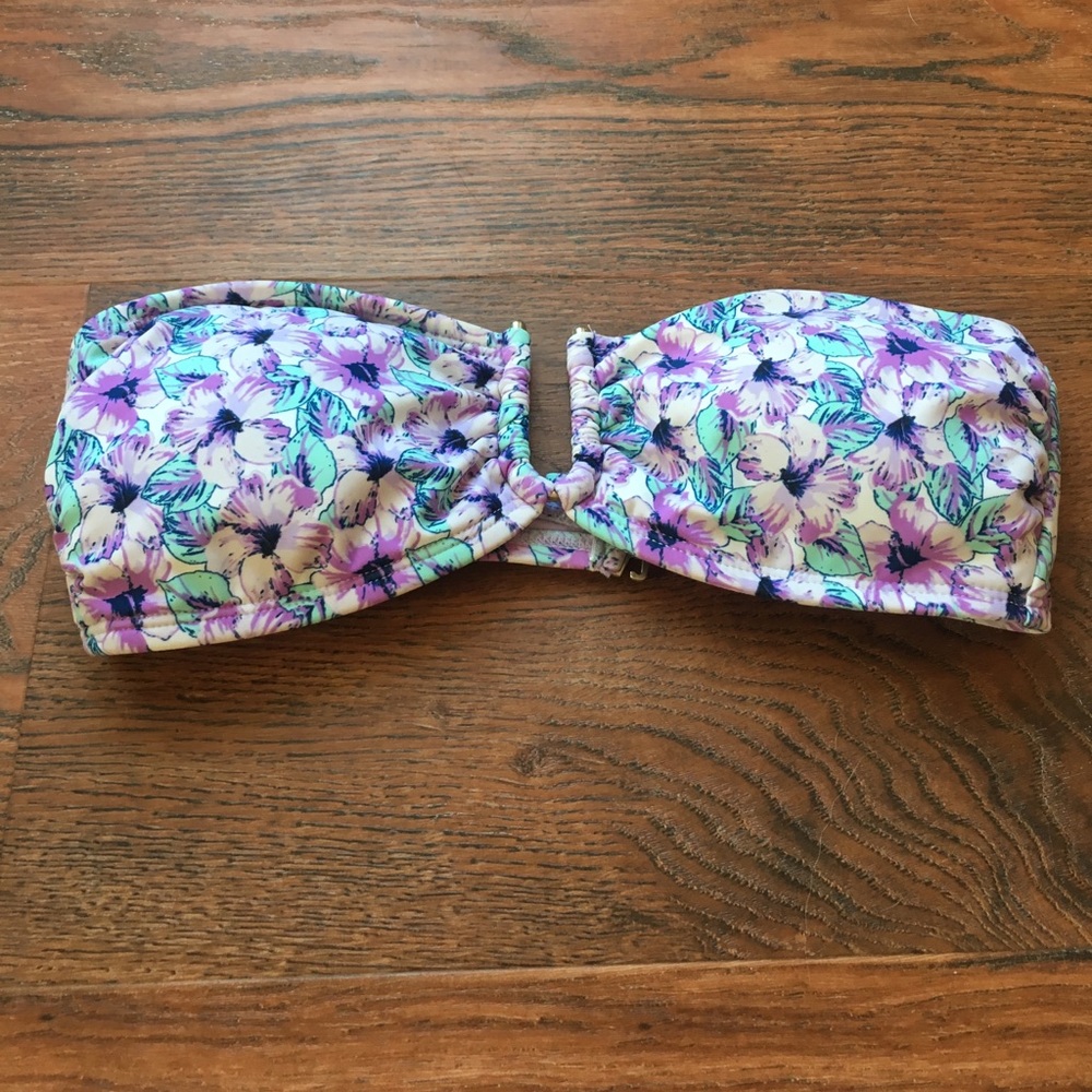 Purple Floral Swim Top