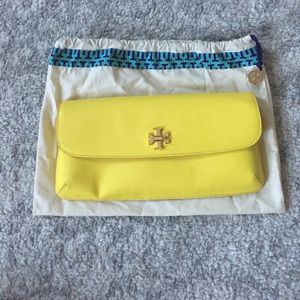 Yellow Tory Burch Clutch handbag with dustbag