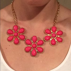 Bright pink flower necklace