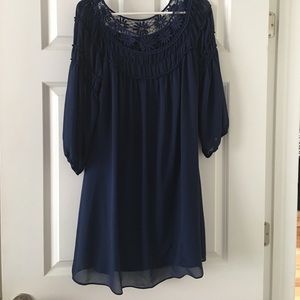 Cute navy dress with crochet detail