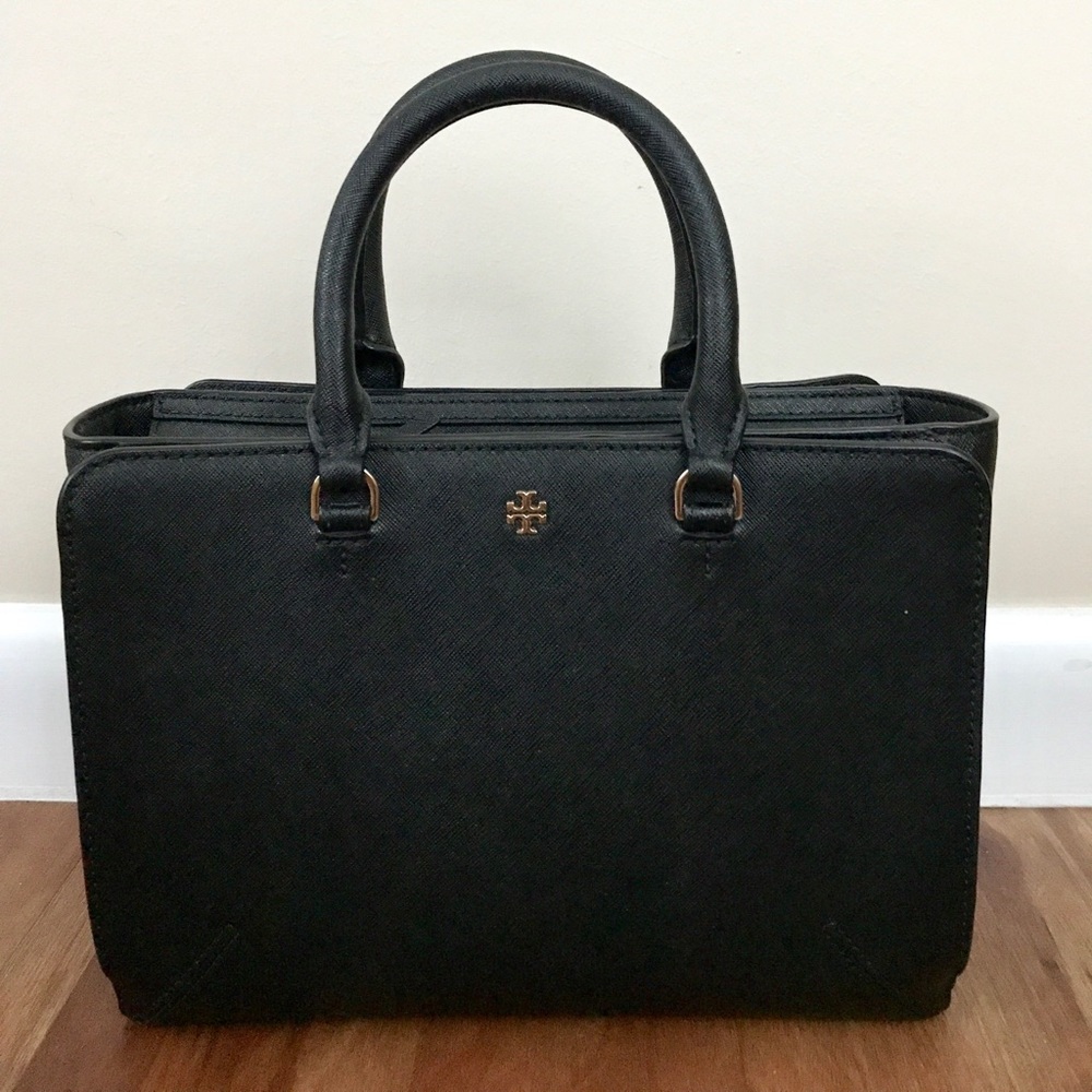 Tory Burch Robinson Small Zip Tote - Black