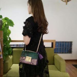 selfmadebabes.com Bags - Padlock Python Shoulder Bag: Genuine Leather selfmadebabes.com Bags - Padlock Python Shoulder Bag: Genuine Leather