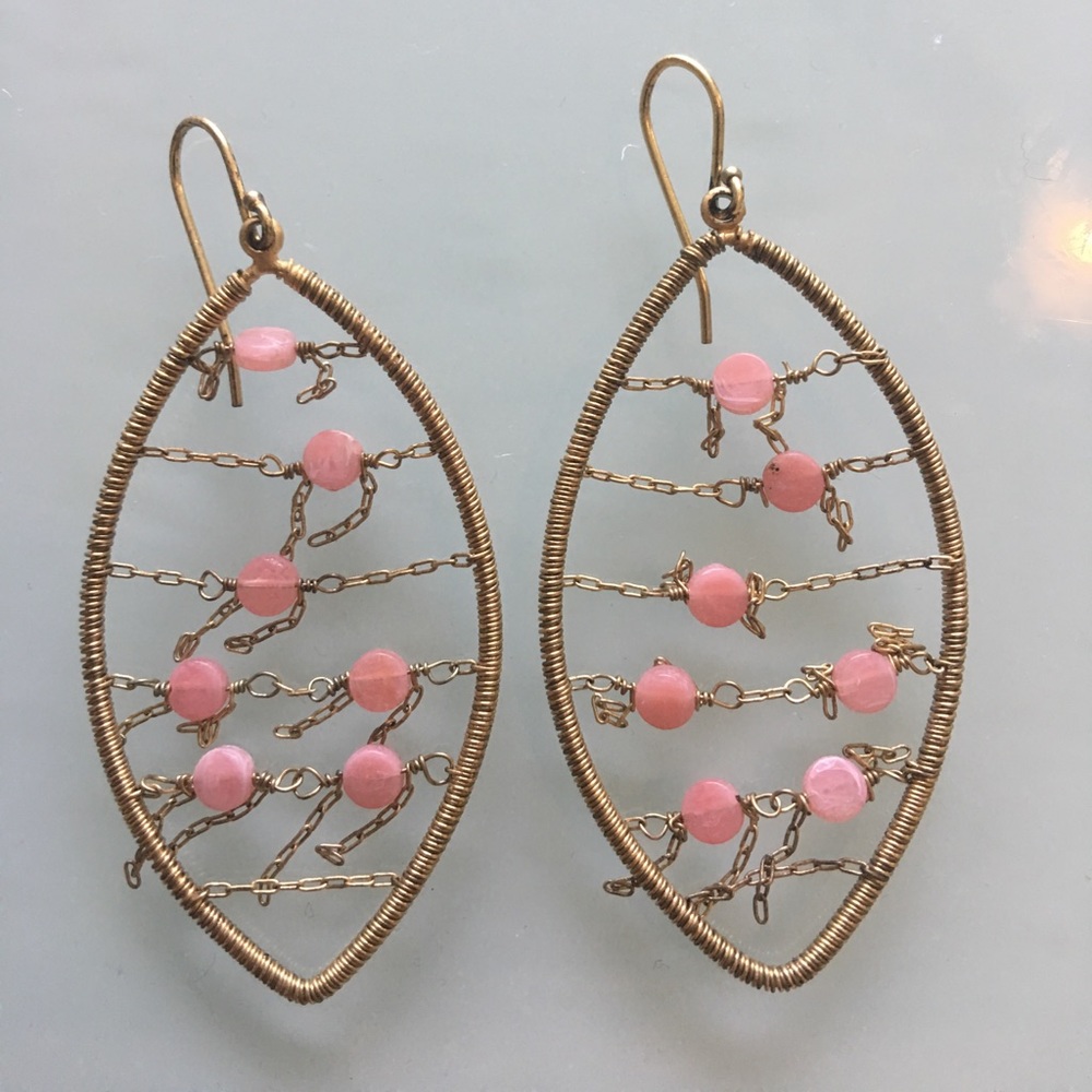 Gold and pink Earrings