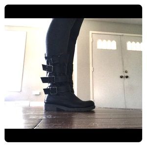 Black combat boots