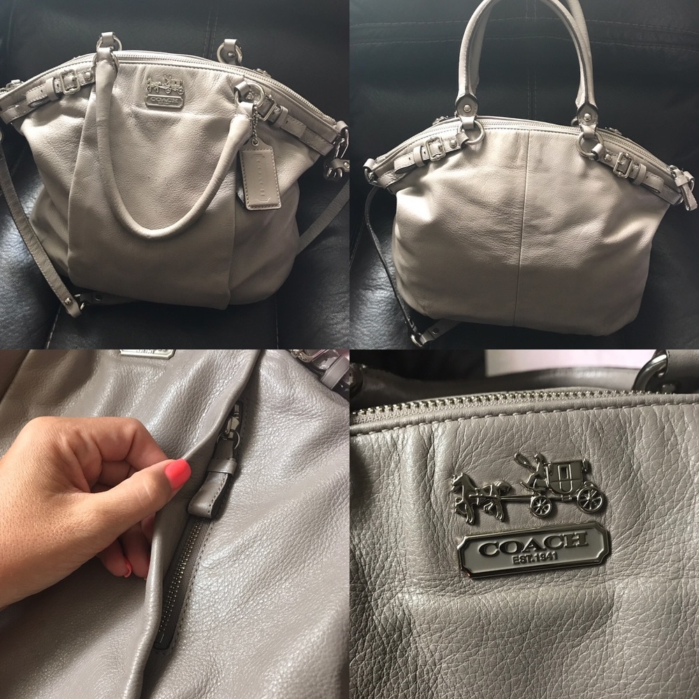 Authentic Coach Leather Lindsey Satchel.  Taupe.