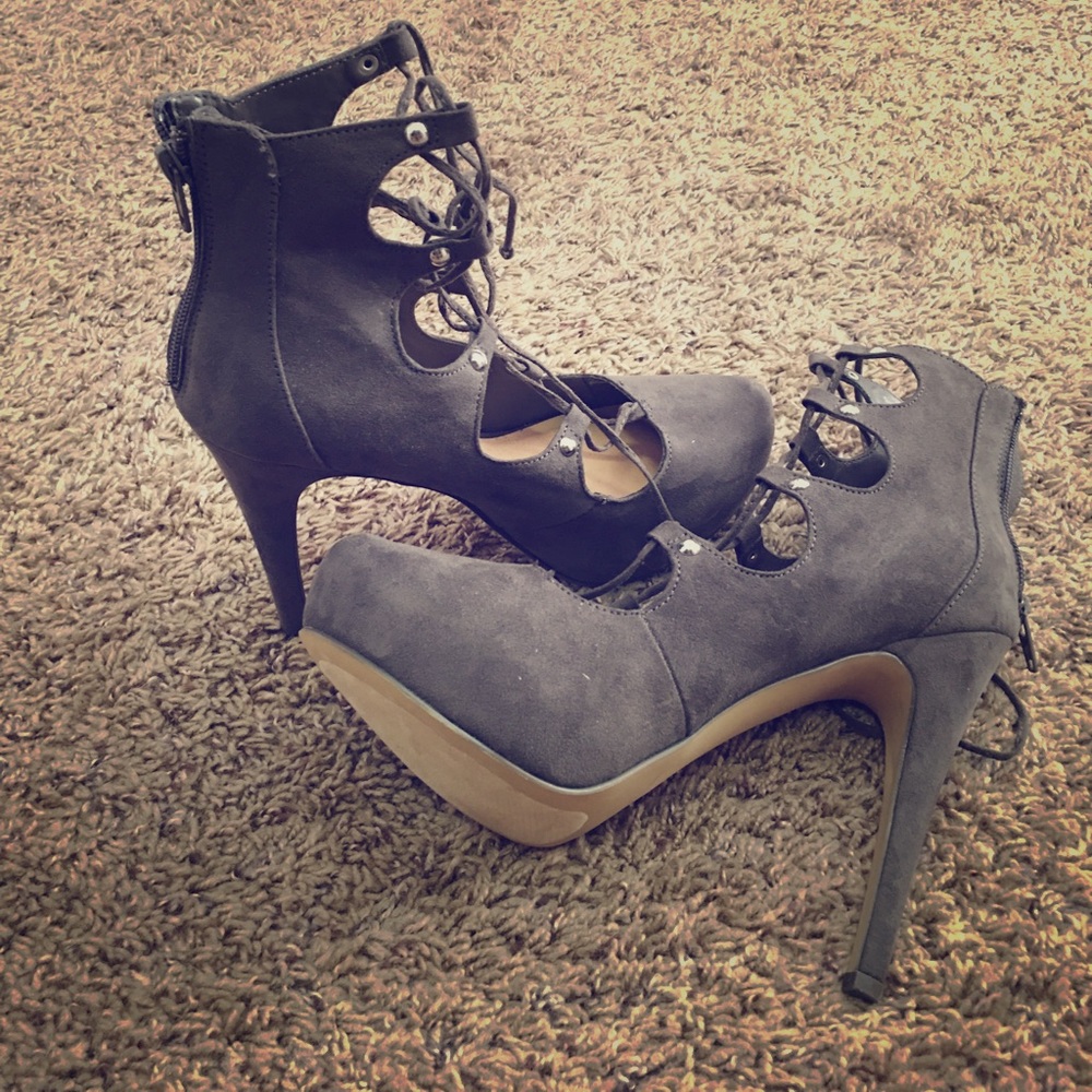 Lace up high heels