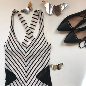 Black & White Striped Cross Back Dress
