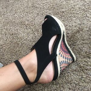 Black Heeled Wedges
